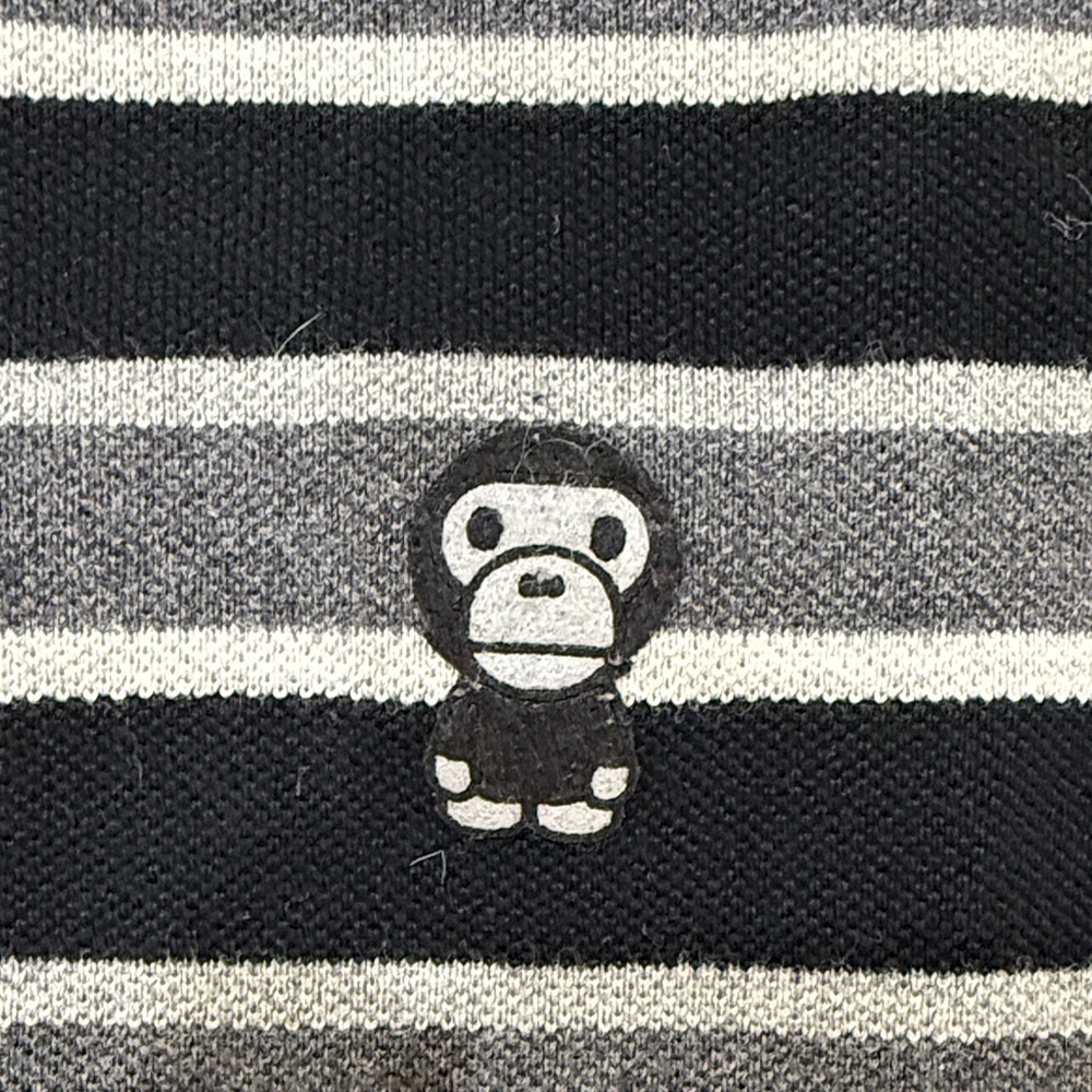 Men's Black and Gray Striped Polo Shirt - Picture 3 of 4